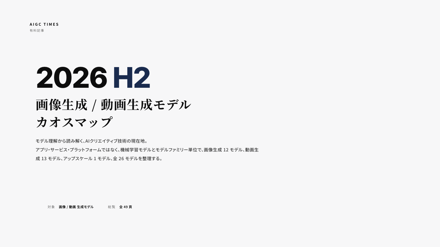 2026 Q2 画像生成 / 動画生成モデル カオスマップ
